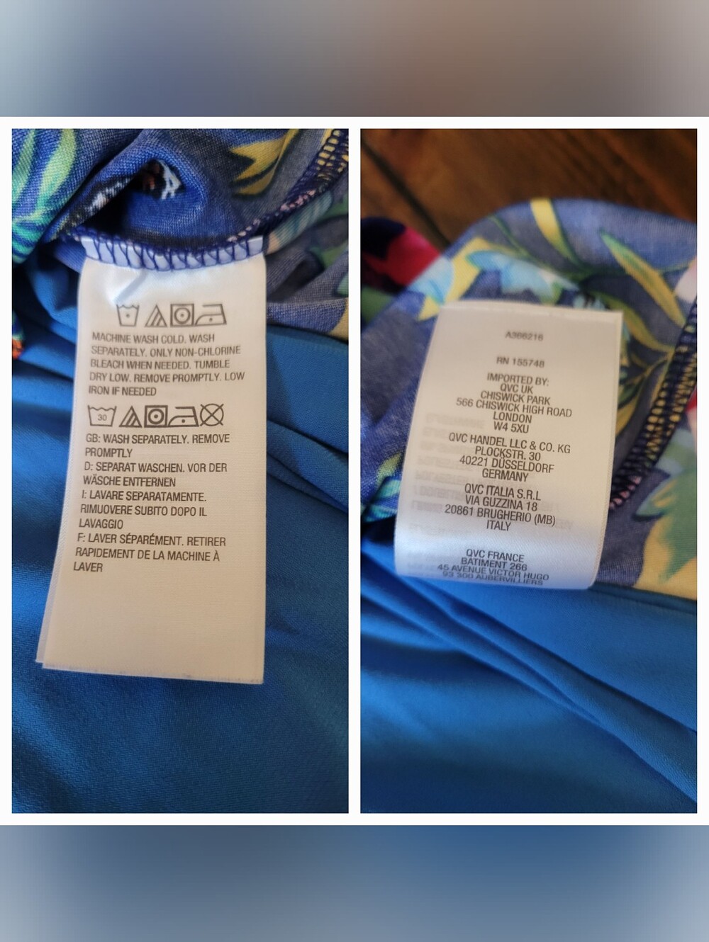 Attitudes By Renee Reversible Women’s V-Neck Tunic Top Blue Floral & Solid Blue - Picture 2 of 16